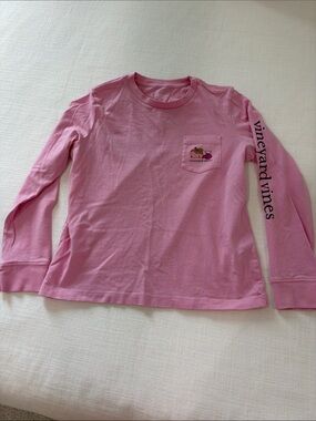 Vineyard Vines Kids Long-Sleeve Bubblegum Pink Tee with Sleeve Logo
